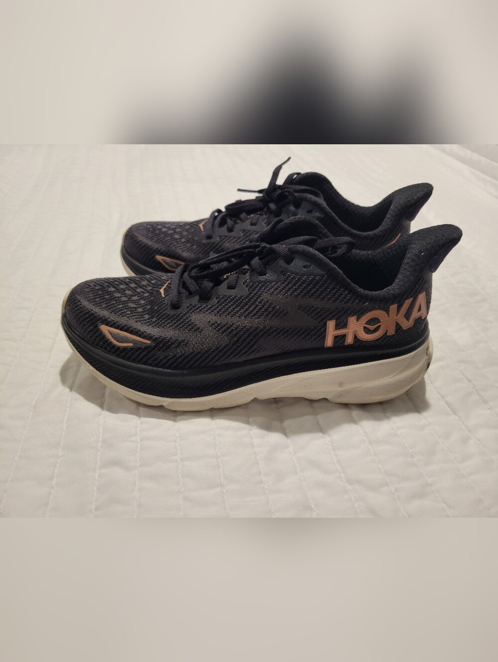 Hoka Black and Rose Gold Women's Sneakers